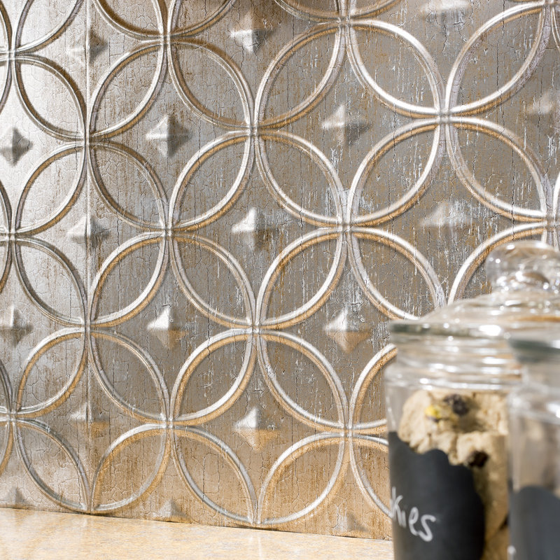 FASÄDE Rings Decorative Vinyl 18in X 24in Backsplash Panel In Argent Bronze (5 Pack